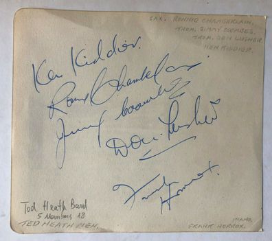 Ted Heath Band - 5 Members - Musik - original Autogramm - Größe 15 x 13 cm