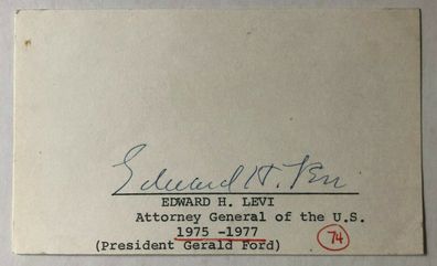 Edward H. Levi ( 1911 - 2000 ) - orig. Autogramm - Minister unter Gerald Ford