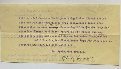 Hedwig Dransfeld ( 1871 - 1925 ) - Politikerin - original Autograph von 1907