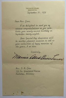 Mamie Eisenhower ( Frau vom US-Präsident Dwight Eisenhower ) - orig. Autogramm