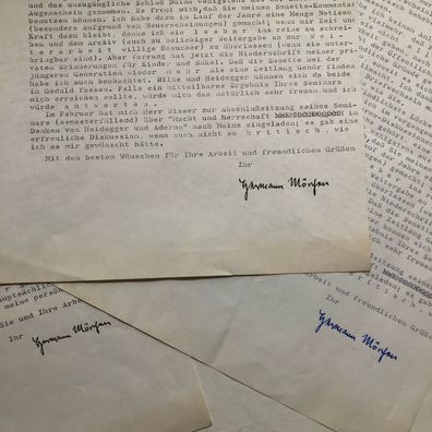 Hermann Mörchen 1906-1990 - deutscher Philosoph - 5 signierte Briefe u.a. Adorno