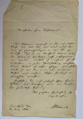 Josef Wallach ( 1813 - 1878 ) Leibarzt Wilhelm II - original signierter Brief