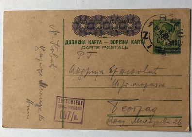Jugoslavien - 1,50 Din auf 1 Din Ganzsachenkarte 1942 - Zensurstempel 007