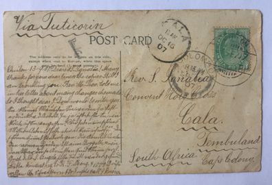 Cala - South Africa - Pre-Union period - Single Circle Postmark - from Chile
