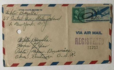 U.S.A. Registered New York auf Brusnice / Tschechien - 20.6.1946