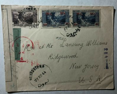 Libanon / Libanaise - 27 XII 1944 - Overprint to 12 1/2 to New Jersey USA
