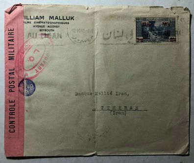 Libanon / Libanaise (18 IX 1940 )Controle Postal Militaire with 12 1/2 Overprint