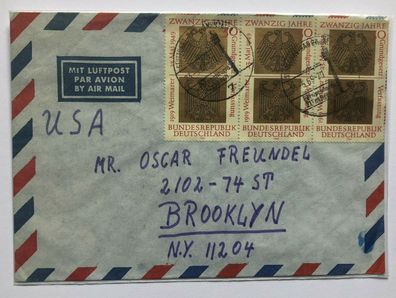 BRD - MeF 585 als Drilling - 3.5. 1969 - Stuttgart auf Brooklyn N.Y. . U.S.A.