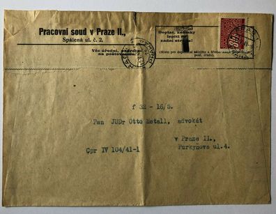 Böhmen und Mähren - 13.5.1941 - Prag Ortsbrief mit EF Michel No 8