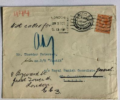 GB Leith 15 Jul 1920 to Consulate General of Denmark - 2 Pence - Adressänderung