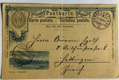Schweiz Ganzsache 21 IX 1894 - Hombrechtikon auf Zürich - Bildkarte