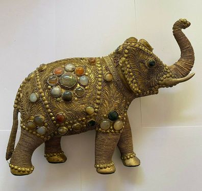 Elefant mit Halbedelsteinen - hochwertige Arbeit - 21 cm Höhe - Gewicht 2,5 Kilo
