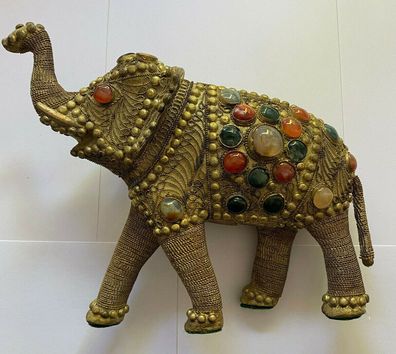 Elefant mit Halbedelsteinen - hochwertige Arbeit - 17 cm Höhe - Gewicht 1,4 Kilo
