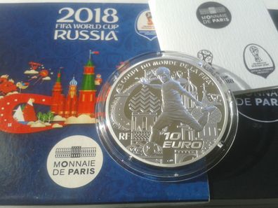 10 euro 2018 PP Frankreich FIFA Fussball WM Russland 22,2g Silber 900er