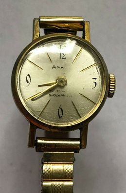Anker vergoldet - Vintage Armbanduhr Damen Handaufzug - Werk läuft