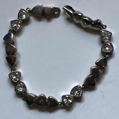 Design Armband 925er Silber und 8 transparenten Steinen mit Designer Punze