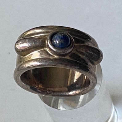 Antiker Ring um 1880 mit Lapislazuli - 925er Silber / Halbmond/ Krone - Größe 55