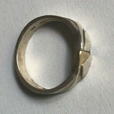 Ring - 925er Silber mit kleinem vergoldetem Einsatz - Ringgröße 55