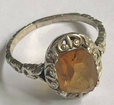 Ring 925er Silber mit Zirkonia - orange - Vintage - Größe 63