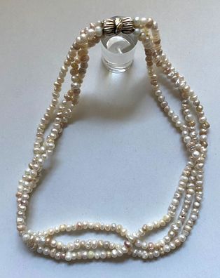 Elegantes Collier - Perlenkette Süßwasser mit 925er Silberschließe - 40 cm