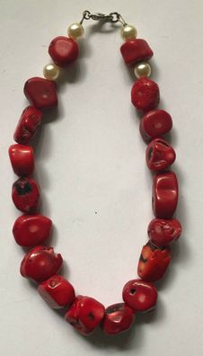 Natürliche rote Koralle Perlen Halskette - 152 Gramm - Große Steine
