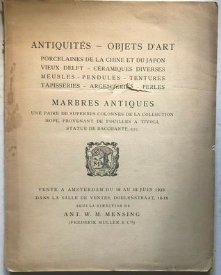 Antiquites - Objets d Art Vieux Delft u.a.- Marbres Antiques - Amsterdam 1925