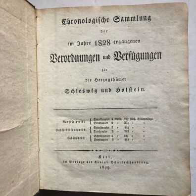 Chronologische Sammlung Verordnungen 1828 - Herzogthümer Schleswig und Holstein