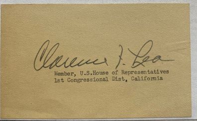 Clarence F. Lea - US-Politik - original Autogramm - Größe 12 x 7 cm