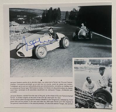 Jacques Swaters - Formel 1 - original Autogramm - Größe 13 x 12 cm
