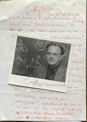 Sir Geoffrey Wilkinson- Nobelpreis Chemie 1973 - original Autogramm + Autograph