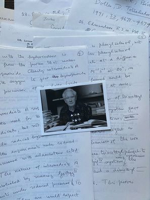 Derek Barton - Nobelpreis Chemie 1969 - original Manuskript + Autograph