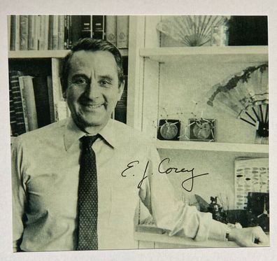 Elias James Corey - Nobelpreis Chemie 1990 - original Autogramm - 13 x 12 cm
