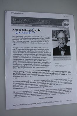 Arthur Schlesinger, Jr. - Wissenschaft - original Autogramm - Größe 26 x 21 cm