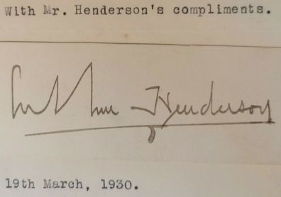 Arthur Henderson - Nobelpreis Frieden 1934 - original Autogramm - 12 x 19 cm