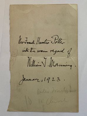William Thomas Manning - Bishop of New York - original Autogramme - 19 x 12 cm