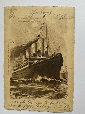 Deutsch-Amerik. Seepost Hamburg New York Schnelldampfer Deutschland April 1904