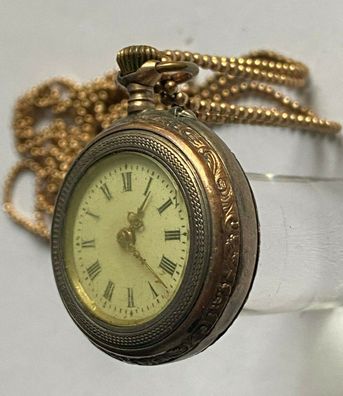 Titana Taschernuhr Damen 800er Silber , Uhrenkette mit Opalen -Werk läuft nicht