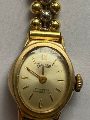 ZentRa 17 Jewels , vergoldet - Vintage Damenuhr - Handaufzug - Werk läuft