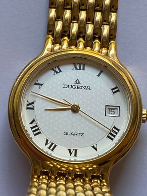 Dugena Quartz - elegante Herren Armbanduhr - Batterie neu - Werk läuft