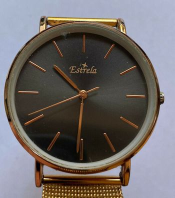 Estrela Herren Armbanduhr Quartz - seltenes Design -Batterie neu - Werk läuft