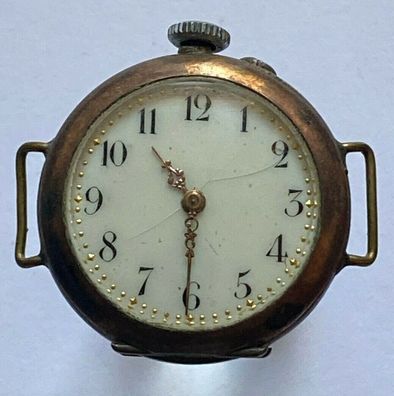 Taschen- Armbanduhr 800er Silber , Halbmond / Krone - Damen - Werk läuft nicht