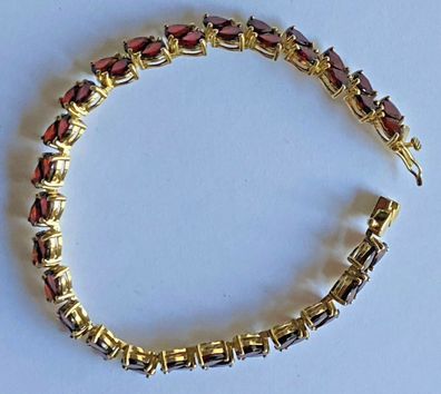 Böhmisch Granat - wunderschönes Armband 925er Silber vergoldet / Meistermarke