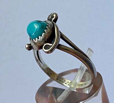 Art Deco - zarter Ring mit einem Türkis - 925er Silber Sterling - Größe 53