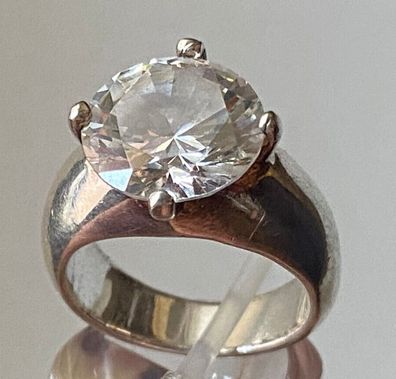 Eleganter Design Ring - 925er Silber - transparenter Stein - Ringgröße 52