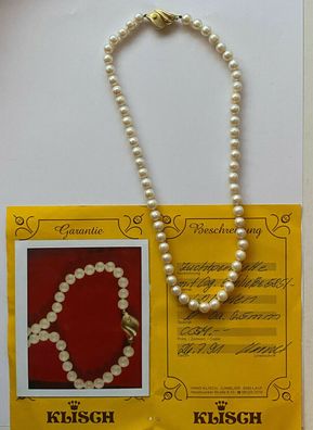 Zuchtperlenkette mit GG Schließe 585er Gold - Designerkette mit Juwelen Paß