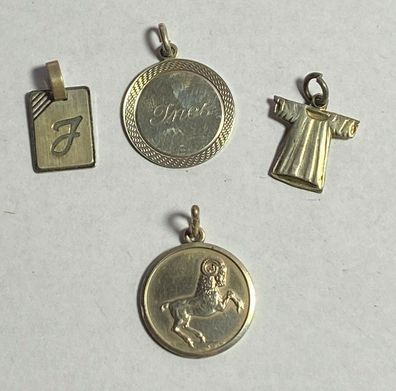 4 Silberanhänger - alle gestempelt - Kreuz Trier , Widder, Ines, J, - ca1,5 cm