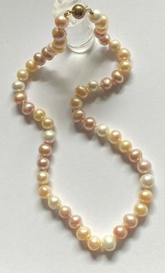 Tahiti-Perlenkette Multicolor Pastell - Schließe aus 750er Gold ( 18 Karat )