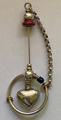 Fibel mit Lackdetails - Design- Juwelliersarbeit aus Silber - Länge ca 9 cm