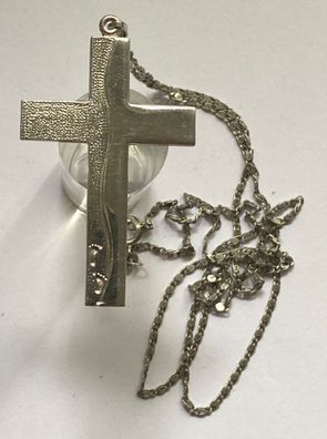 Hübsches Kreuz mit Motiv und Sinnspruch 925er Silber + Kette 800er Silber