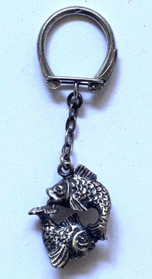 Schlüsselanhänger mit zwei Fischen - 800er Silber - Länge 8 cm